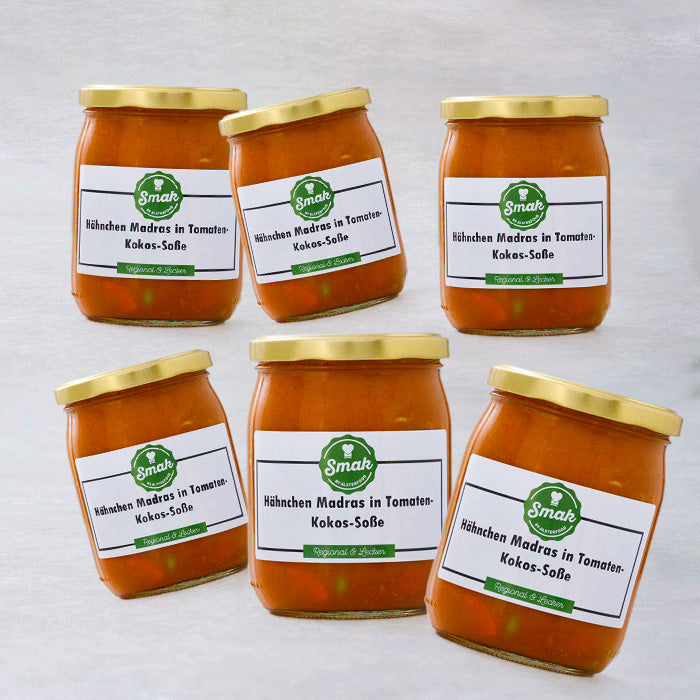 Hähnchen Madras in Tomaten-Kokos Soße